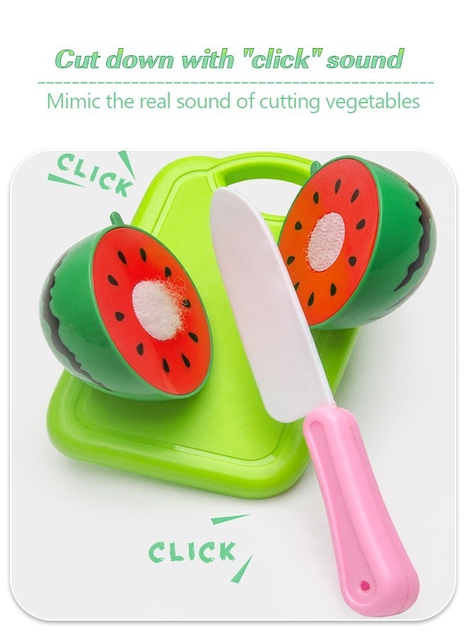 GROIC Cutting Play Food Toy for Kids Kitchen, Pretend Fruit &Vegetables Accessories with Elephant Shopping Storage Basket, Plastic Mini Dishes, Kitchen Playset - Image 4