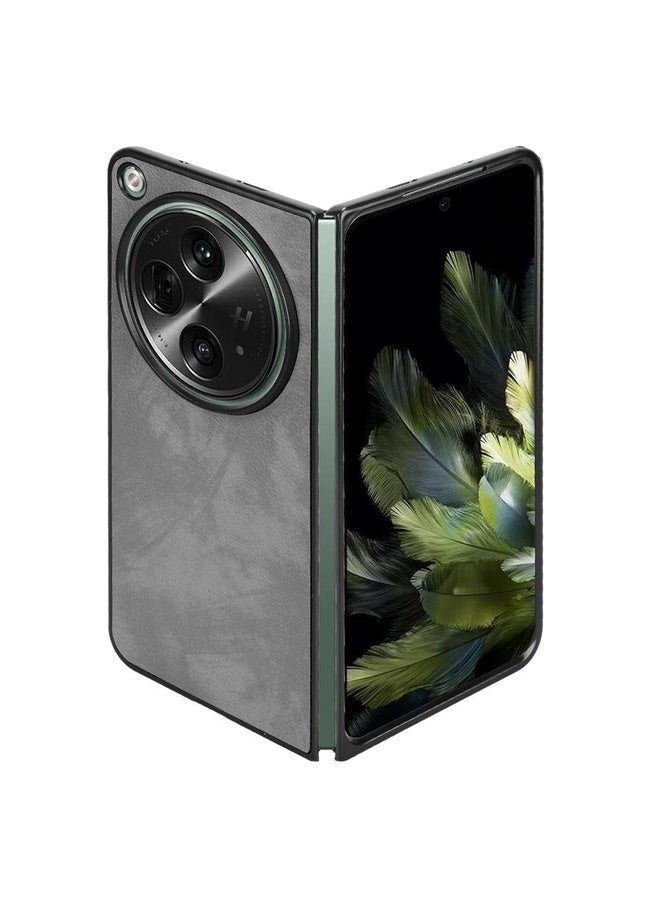 HuHa Case Cover For OPPO Find N3 Litchi Texture Back Cover Phone Case(Grey)  - Image 4