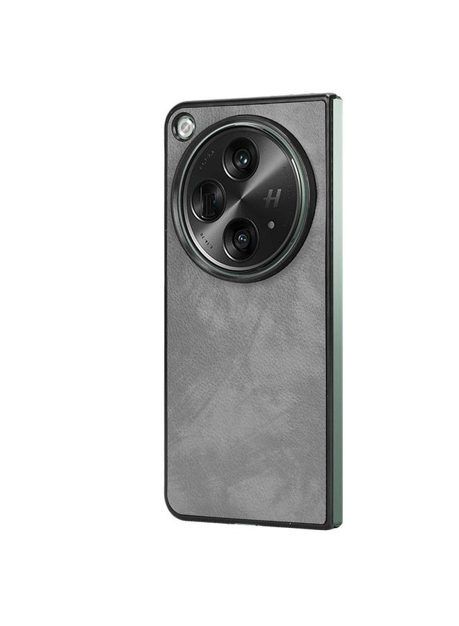 HuHa Case Cover For OPPO Find N3 Litchi Texture Back Cover Phone Case(Grey)  - Image 3