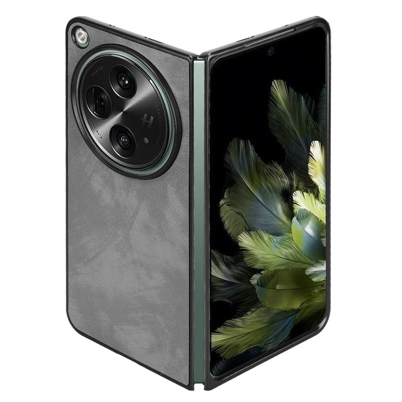 HuHa Case Cover For OPPO Find N3 Litchi Texture Back Cover Phone Case(Grey) - Image 4