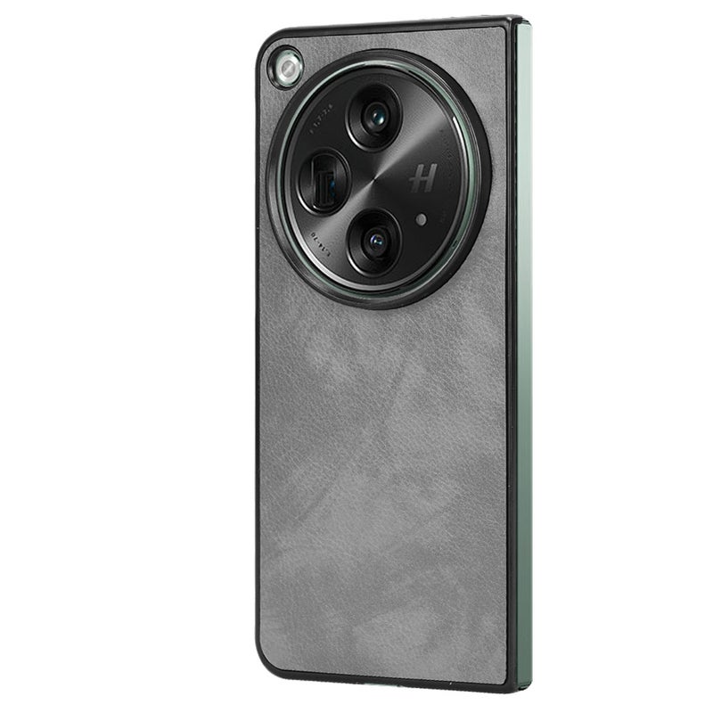 HuHa Case Cover For OPPO Find N3 Litchi Texture Back Cover Phone Case(Grey) - Image 3