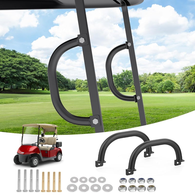 10L0L Universal Golf Cart Grab Handles for YamahaEZGOClub Car Square Tube Vehicles Safety Golf Roof Grab Bar Handles Easy Installation Set of 2Black - Image 2