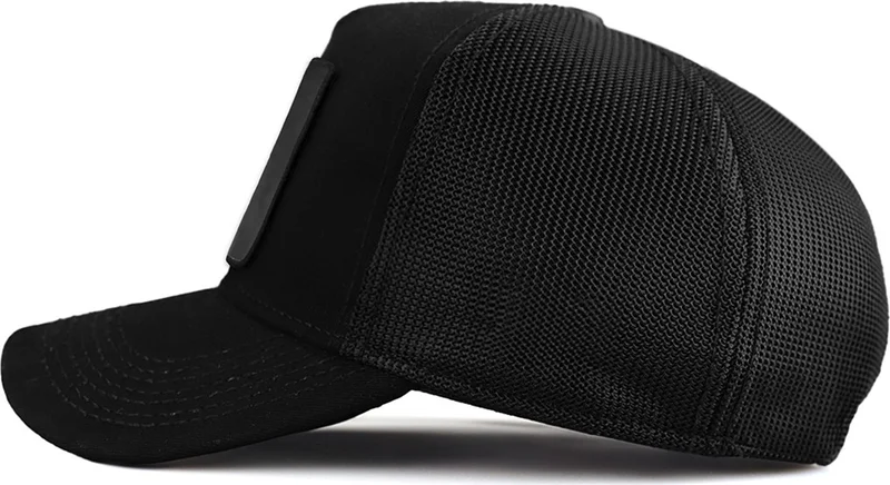Black Börk V1 Trucker Wolf - Unisex Black Hat (Cap) with 1 Code Logo