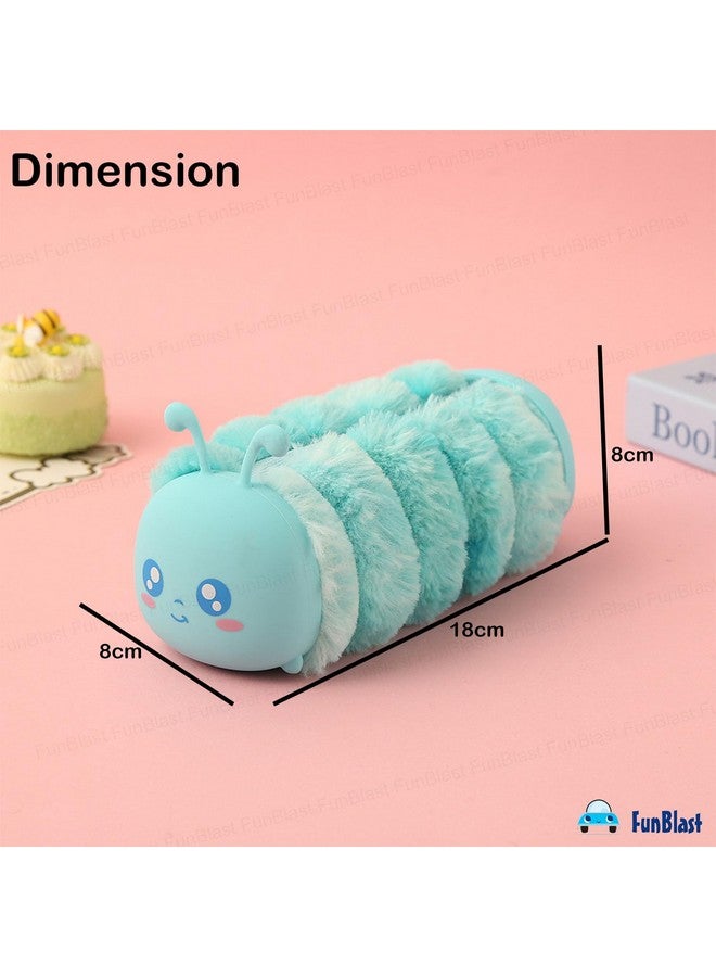 فنبلاست حقيبة أقلام فن بلاست للبنات، حقيبة ناعمة من القطيفة للبنات، حقيبة متعددة الأغراض بسحاب من الفرو، حقيبة جمالية للبنات، حافظة أقلام كاواي، حقائب لطيفة للبنات، هدية إرجاع للأطفال (أزرق) - Image 3