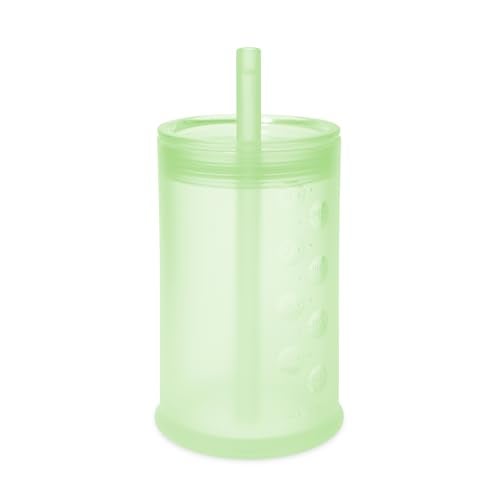 Olababy Clear View Silicone Training Cup with Straw Lid Toddler Sippy Trainer 12mo Unbreakable Water Drinking Cups for Kids 2yr Baby Led Weaning Feeding Supplies Kiwi 9 oz