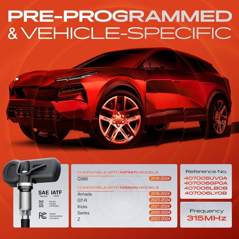 A-Premium 4PCS TPMS Sensor for Nissan & Infiniti - Image 3