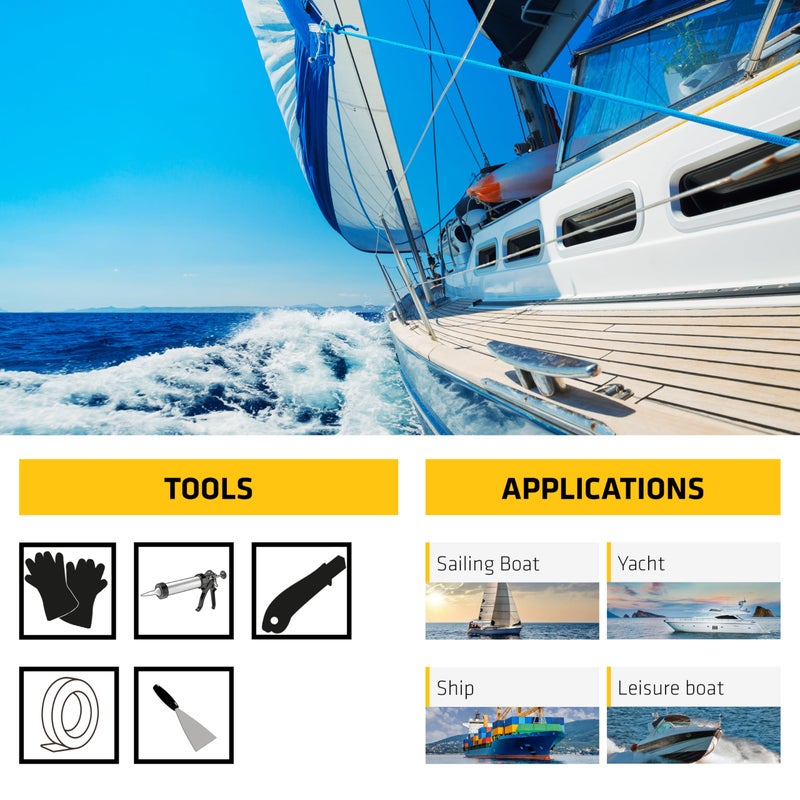 SIKA سيكافليكس-291، أبيض، لاصق ومادة مانعة للتسرب متعددة الأغراض سريعة الشفاء للبحرية. مادة مانعة للتسرب من البولي يوريثان للقوارب، 10.1 أونصة سائلة. - Image 5