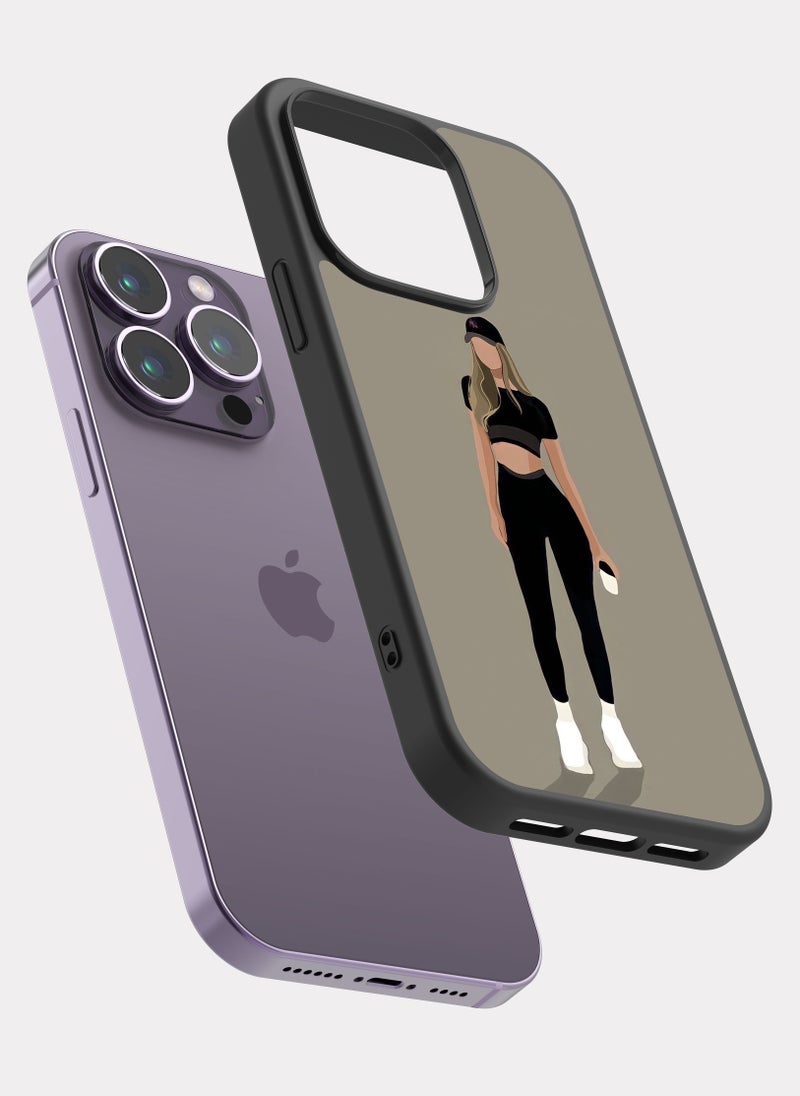 بكسلات كفر ايفون 14 برو جذاب اسود بيج - Image 2