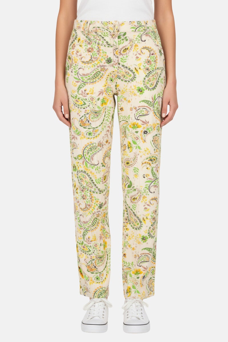 promod Women Regular Fit Allover Print Straight Pants, Multicolor - Image 1