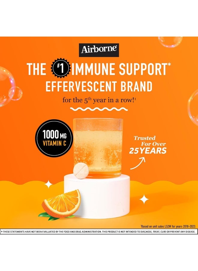 Airborne Vitamin C 1000Mg Immune Support Supplement, Effervescent Formula, Orange, 30 Count  - Image 2