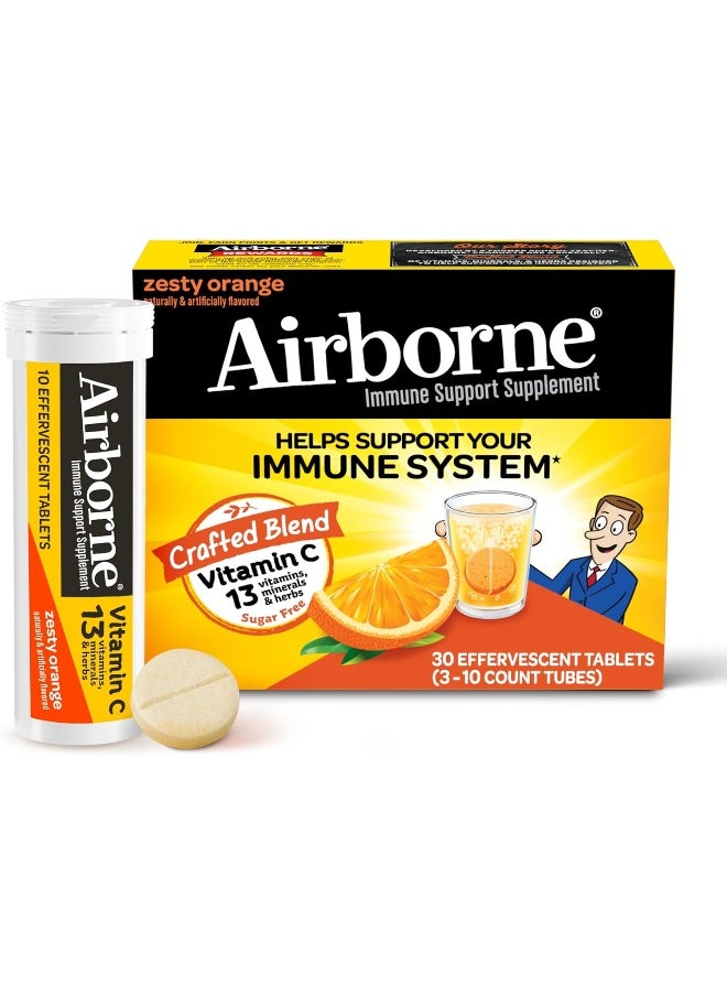 Airborne Vitamin C 1000Mg Immune Support Supplement, Effervescent Formula, Orange, 30 Count  - Image 1
