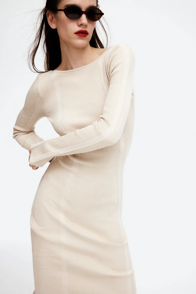 H&M Low-back rib-knit bodycon dress