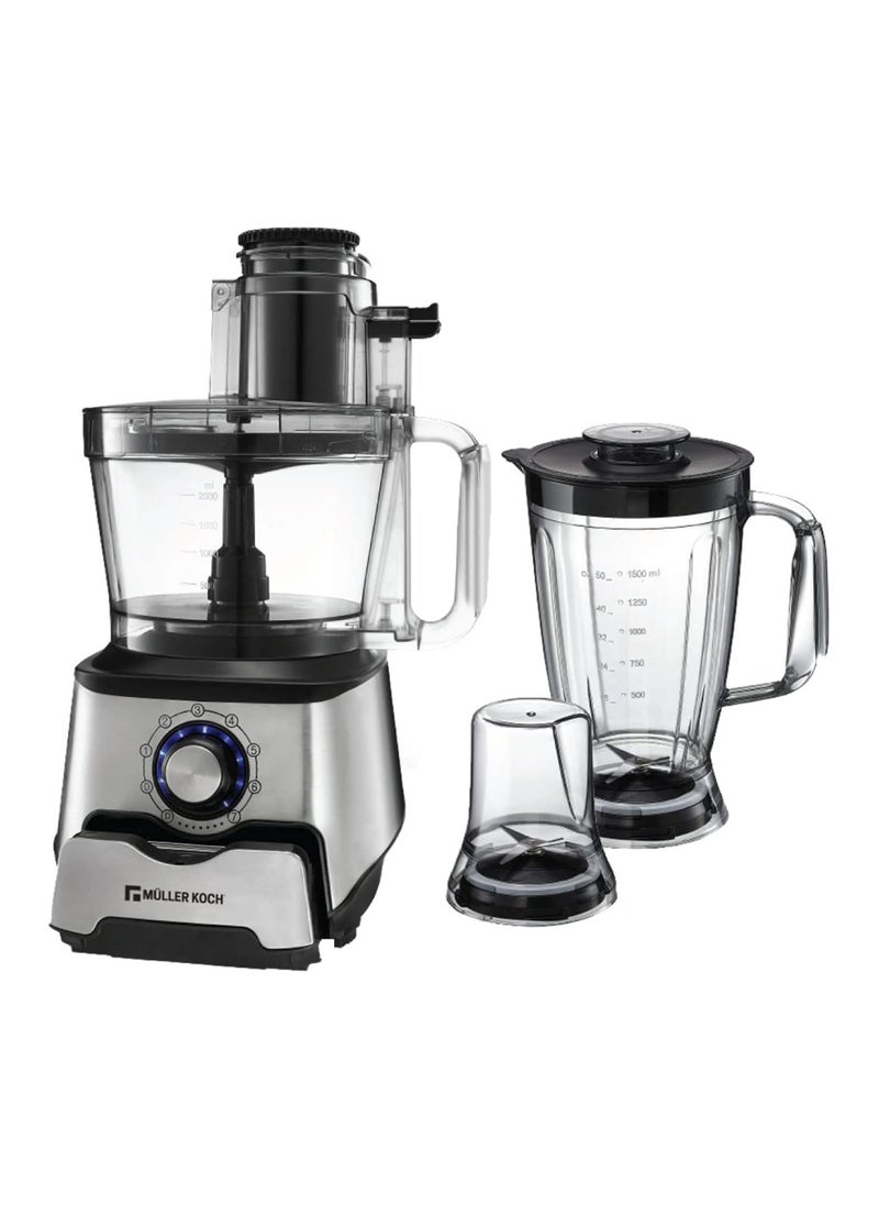 MULLER KOCH - 3.5L Food Processor with 1200W Power, Stainless Steel, 7-Speed Rotary Control, Multi-Function, XL Bowl with 3.5L Capacity, Model MK-6033. - Image 1