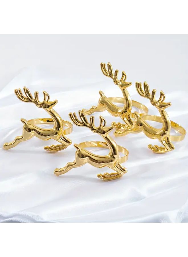 Set of 10 Golden Deer Pattern Napkin Rings Holiday Table Decorations Festive Dining - Image 5