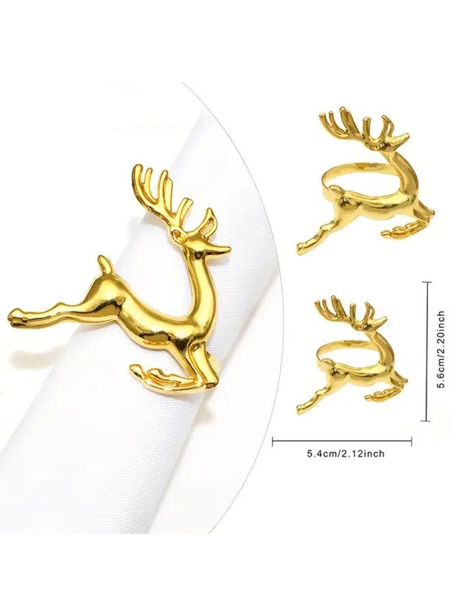 Set of 10 Golden Deer Pattern Napkin Rings Holiday Table Decorations Festive Dining - Image 3