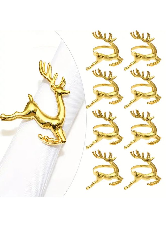 Set of 10 Golden Deer Pattern Napkin Rings Holiday Table Decorations Festive Dining - Image 4
