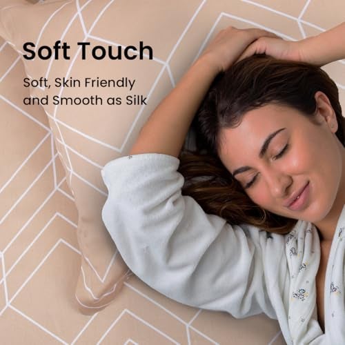 Mush Bamboo Printed Pillow Cover Set of 2 | 100% Bamboo Pillow Cover for Hair and Skin | 300 TC | Geometric Print | Breathable, Silky Soft and Envelope Pillowcases | 17"x27" (300 TC, Coral) - Image 2