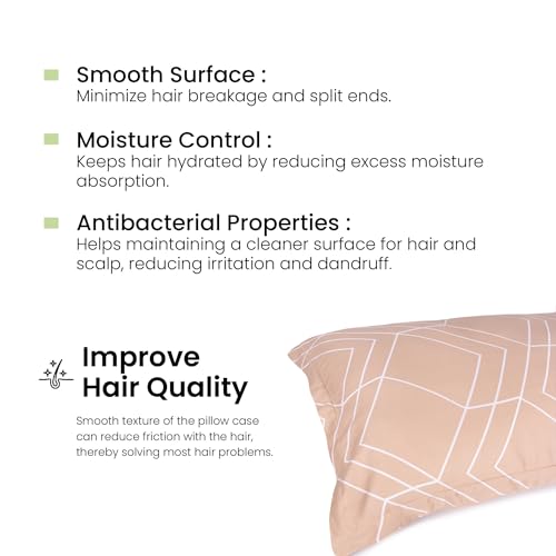Mush Bamboo Printed Pillow Cover Set of 2 | 100% Bamboo Pillow Cover for Hair and Skin | 300 TC | Geometric Print | Breathable, Silky Soft and Envelope Pillowcases | 17"x27" (300 TC, Coral) - Image 3