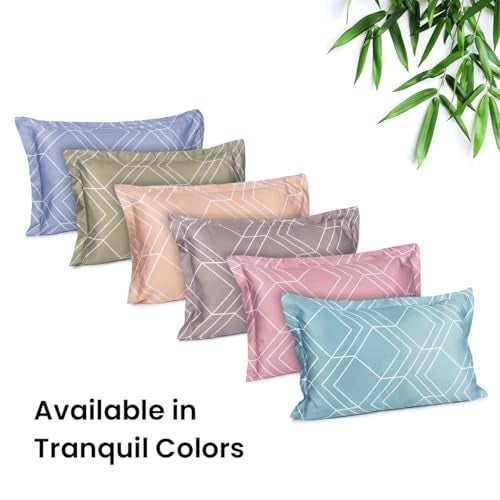 Mush Bamboo Printed Pillow Cover Set of 2 | 100% Bamboo Pillow Cover for Hair and Skin | 300 TC | Geometric Print | Breathable, Silky Soft and Envelope Pillowcases | 17"x27" (300 TC, Coral) - Image 5
