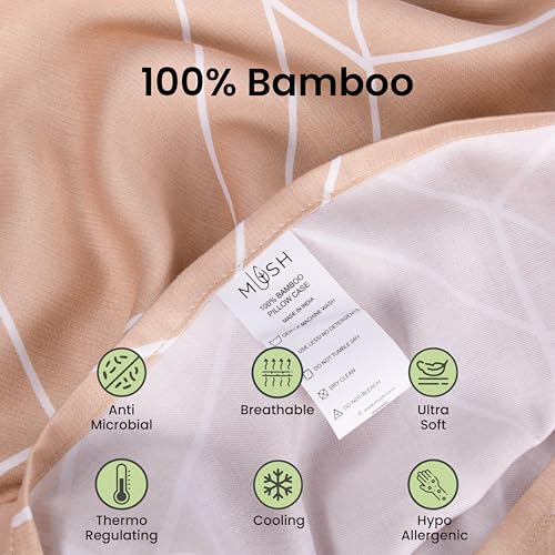 Mush Bamboo Printed Pillow Cover Set of 2 | 100% Bamboo Pillow Cover for Hair and Skin | 300 TC | Geometric Print | Breathable, Silky Soft and Envelope Pillowcases | 17"x27" (300 TC, Coral) - Image 4