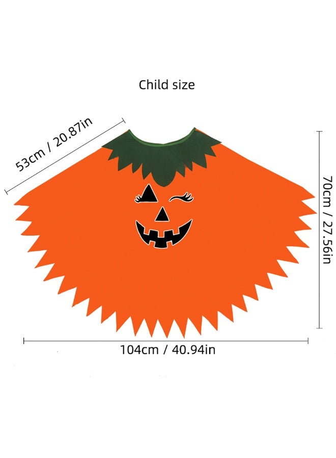 Halloween Kids Pumpkin Costume, Orange Pumpkin Cape with Hat and Treat Bag for Girls and Boys, Halloween Party Cosplay Outfits Fancy Dress and Stage Performance - Image 2