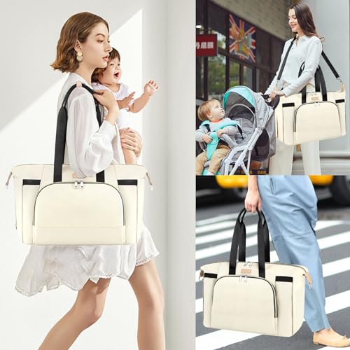 ITIEZY Diaper Bag Tote for Baby 7Pcs Large Mommy Bag with Portable Changing Pad Pacifier Case and Organizer Pouches Multifunctional Hospital Bags for Labor and Delivery Travel Baby Bag for Boy Girl - Image 3