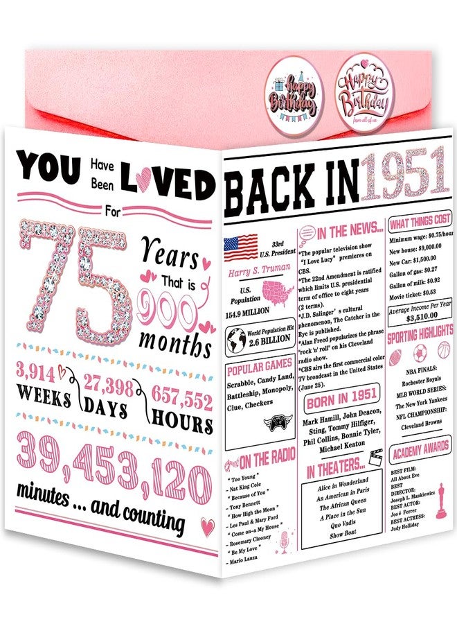ATTLVV 75th Birthday Card,75th Birthday Gifts for Women,75th Birthday Decorations for Mom,75 Year Old Birthday Card for Grandma,75th Birthday Gift Ideas - Image 1