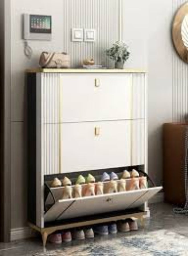 Ultra Thin Modern Design, Narrow Entrance Shoe Storage Cabinet with Accessory Drawer, Flip Shoe Rack Organizer for Home - Image 1