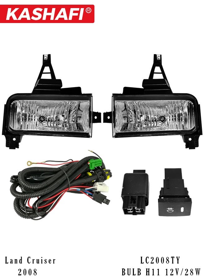 KASHAFI Fog Lamp Set for Toyota Land Cruiser 2008 LC2008TY Fog Light Kit with Wiring Harness & Switch H11 12V 28W Halogen Bulbs Waterproof, Dustproof Front Bumper Fog Lamps - Image 1
