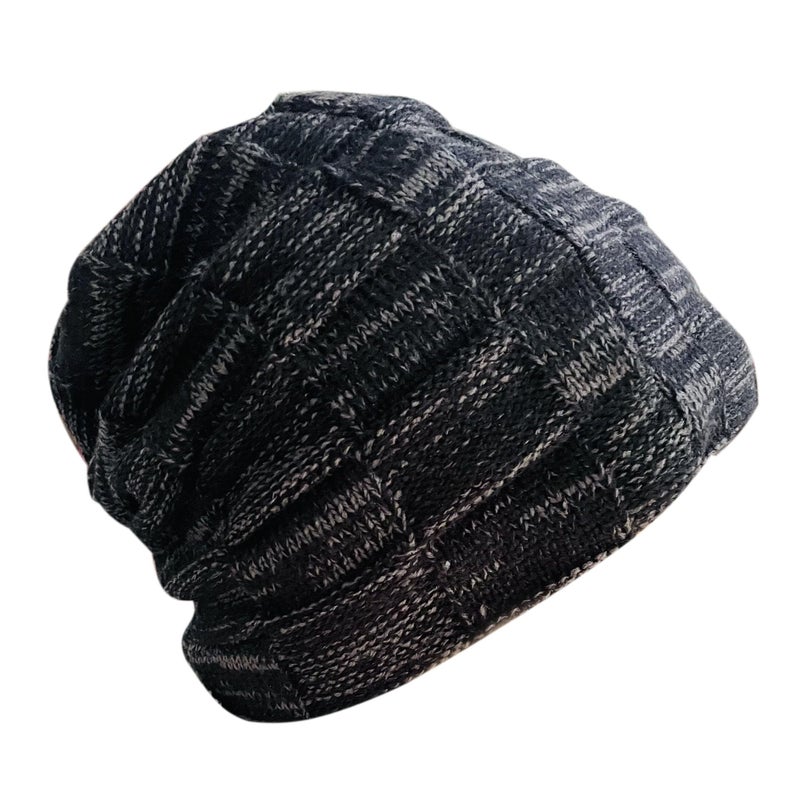 monochef Slouchy Beanie for Men Women Hats: Winter Beanies Guys Cool Lined Knit Trendy Soft Stretch Warm Thick Skully Stocking Binie Hat Skull Cap Black Gray - Image 1