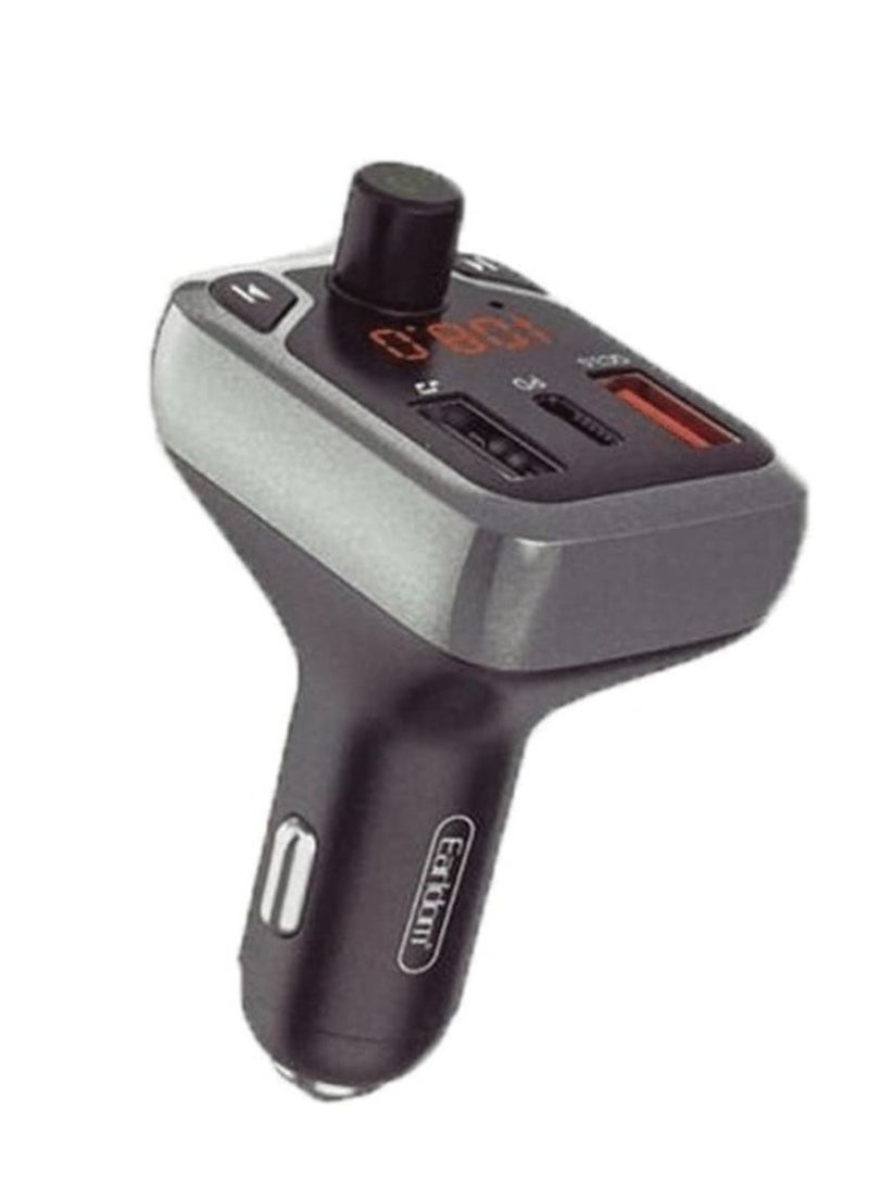 Earldom "Earldom® M63: Streamlined Connectivity with PD+QC3.0 20W Bluetooth FM Transmitter Charger in Sleek Gray" - Image 1