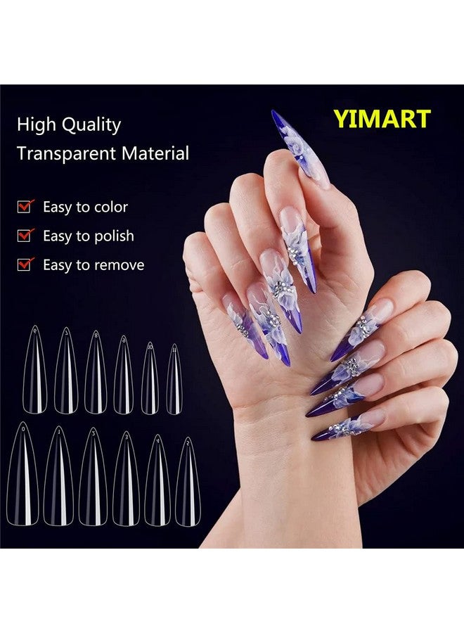 Yimart Long Stiletto False Nails,Long Sharp False Nail Tips,Easy Coffin Nails,YIMART 240pcs/box XL Stiletto False Nails Oval Stiletto Sharp Full Nail Tips Acrylic UV Gel Full Cover Nail Art Tips Decoration Nails Salon (Clear With Box) - Image 4