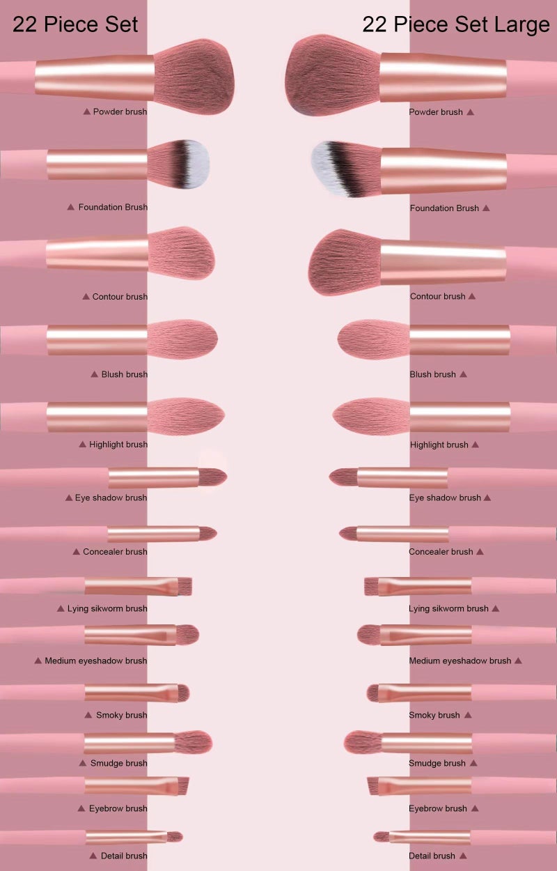 Koccido Makeup Brushes 22 Pcs Makeup Kit,Foundation Brush Eyeshadow Brush Make up Brushes Set (Pink, 22 Piece Set) - Image 4