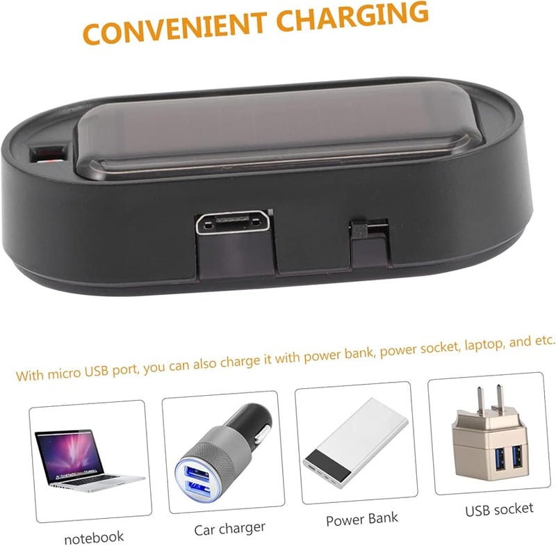 Solar Powered Car Theft Warning Light 2pcs LED Flashing Strobe USB Rechargeable Easy Install - Image 4