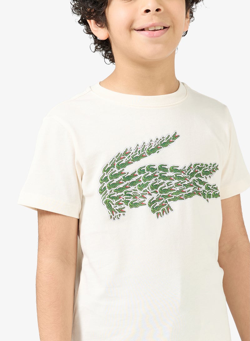 لاكوست تي شيرت بياقة دائرية برسومات شبابية - Image 3