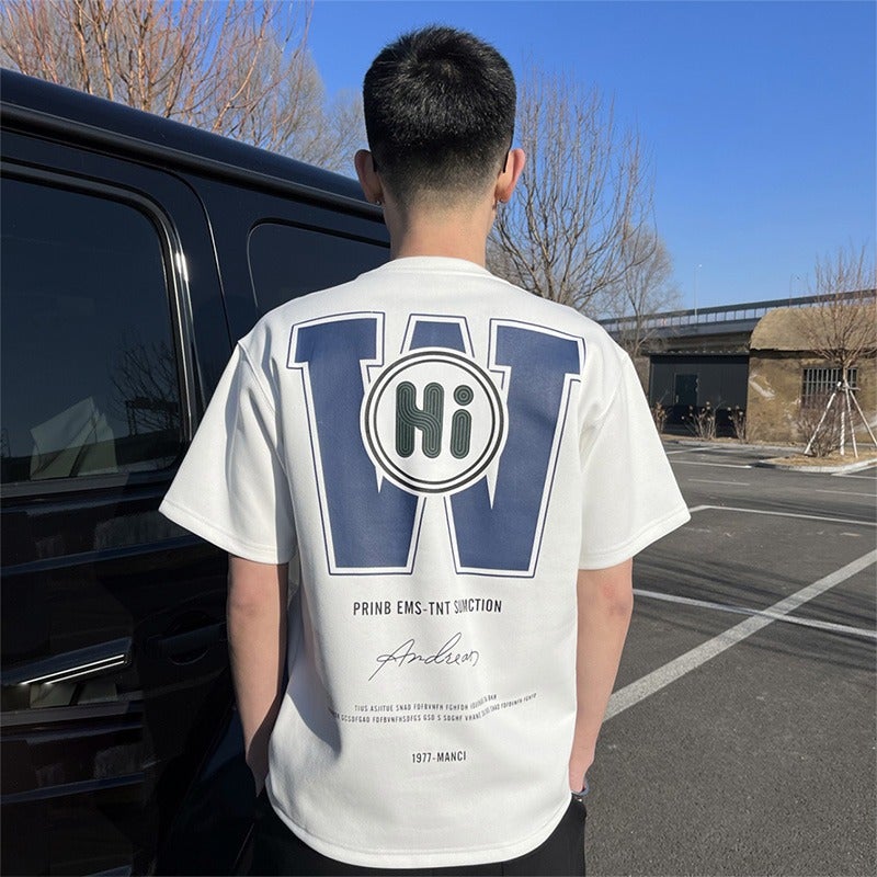 Teenagers Short-Sleeved T-Shirt Men'S New Summer Trendy Teenagers Handsome Printed Casual Top T-Shirt Light Mature - Image 1