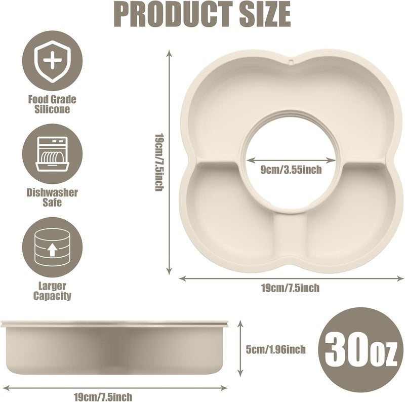 Zonyee Snack Bowl with Lid for Stanley 30 oz Tumbler with Handle Silicone Snack Tray Snack Ring for Stanley Cup Accessories Suitable for Car Cup Holder or Outdoor Cream - Image 5