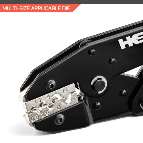 HKS Crimping Tool for Non-Insulated Terminals - Ratcheting Wire Crimpers for Butt, Fork, Ring, OT & UT - AWG 20-8 (0.5-10mm²) - Ratchet Terminal Crimper - Electrical Crimping Tool - Image 5