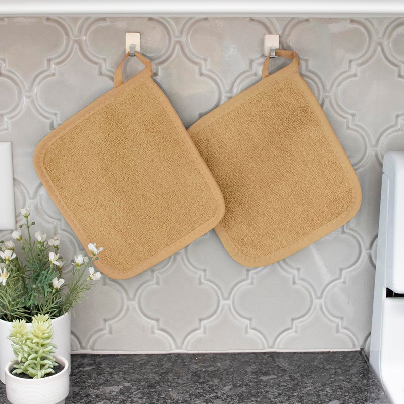 Ritz Terry Potholder & Hot Pad: Unparalleled Heat Resistant  Durable 100% Cotton - Ergonomically Designed for Optimal Grip - Easy-Care Machine Washable  Perfect for Your Kitchen - Straw  4-Pk - Image 5