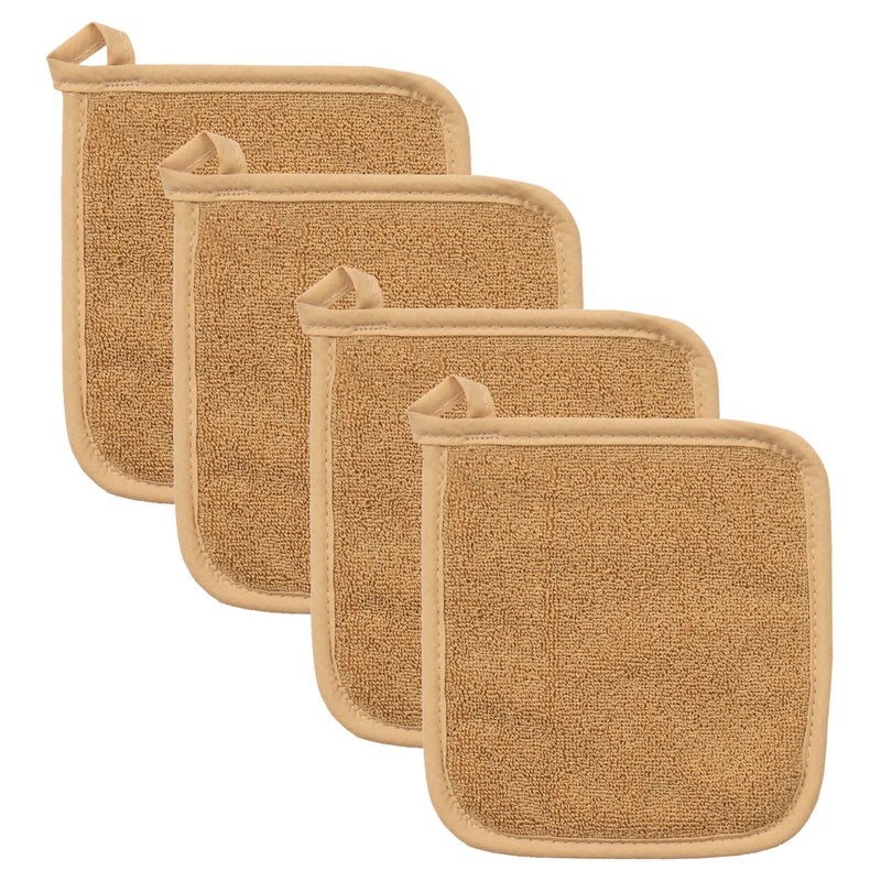 Ritz Terry Potholder & Hot Pad: Unparalleled Heat Resistant  Durable 100% Cotton - Ergonomically Designed for Optimal Grip - Easy-Care Machine Washable  Perfect for Your Kitchen - Straw  4-Pk - Image 1