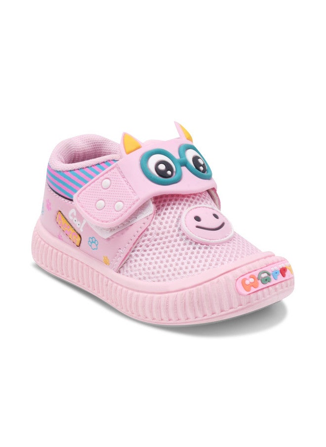 KATS Kids Colourblocked Round Toe Velcro Sneakers in Pink - Image 5