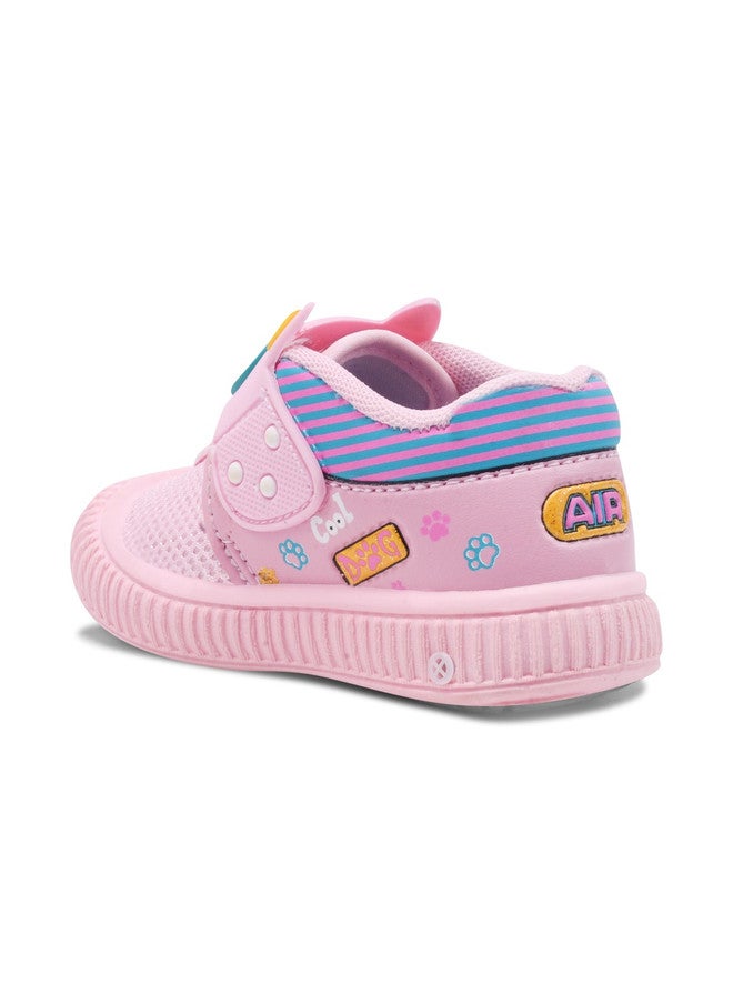 KATS Kids Colourblocked Round Toe Velcro Sneakers in Pink - Image 4