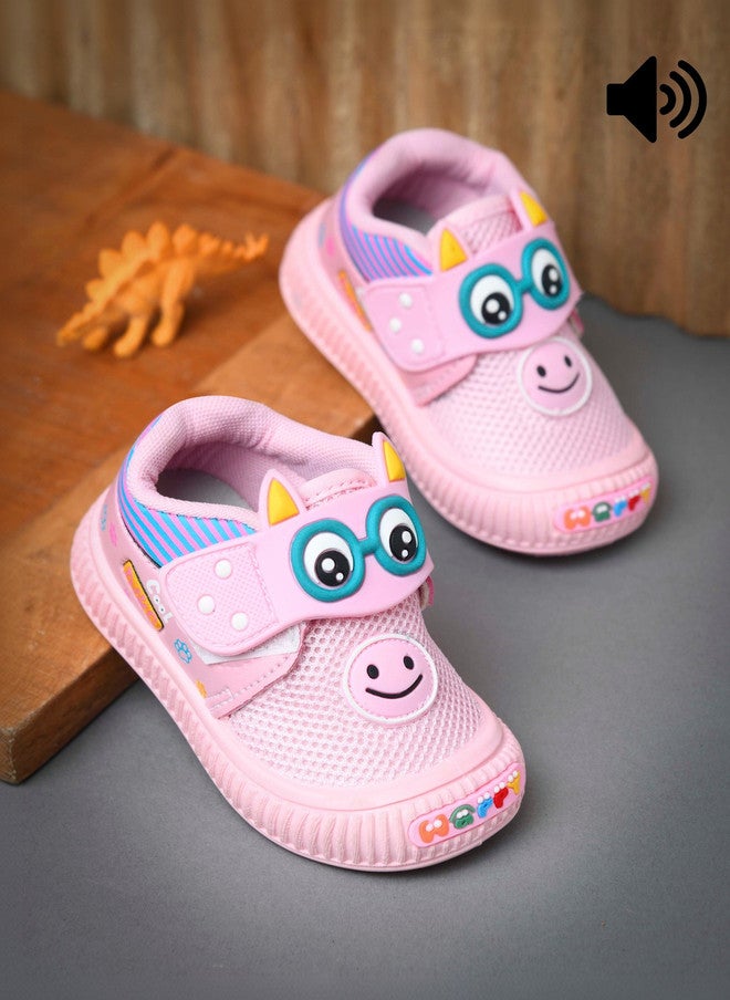 KATS Kids Colourblocked Round Toe Velcro Sneakers in Pink - Image 2