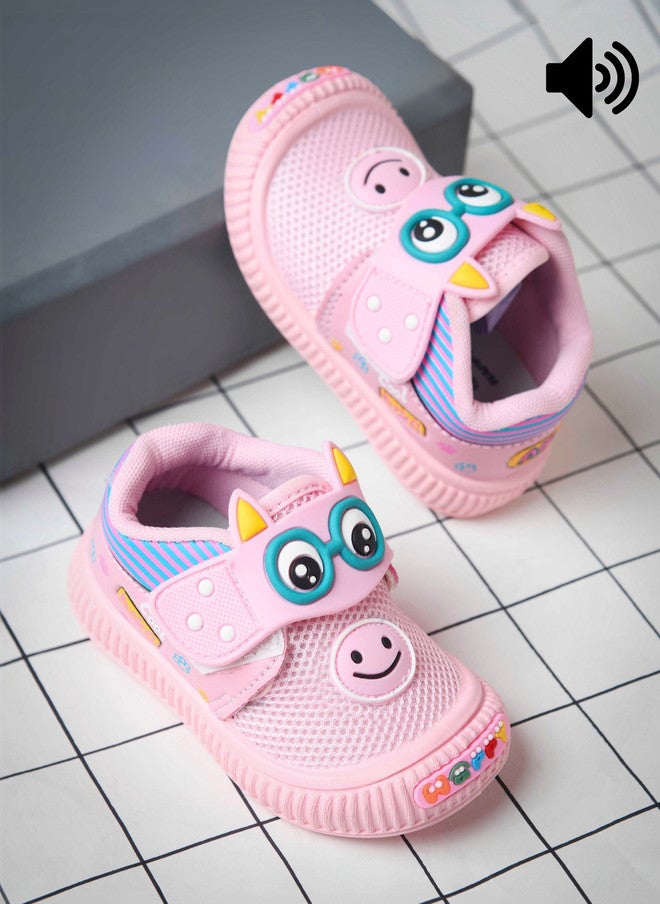 KATS Kids Colourblocked Round Toe Velcro Sneakers in Pink - Image 1