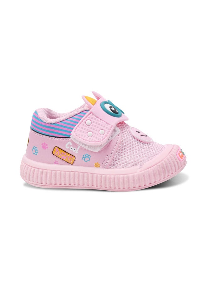 KATS Kids Colourblocked Round Toe Velcro Sneakers in Pink - Image 3