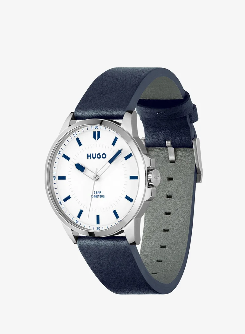 HUGO  Mens Analog Quartz Watch Collection With Navy Blue Leather Strap - 1530245 for Men | Best Price UAE