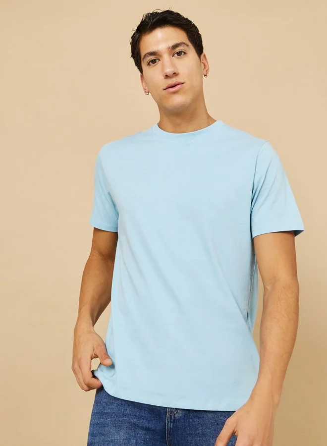Styli Solid Regular Fit Pure Cotton T-Shirt