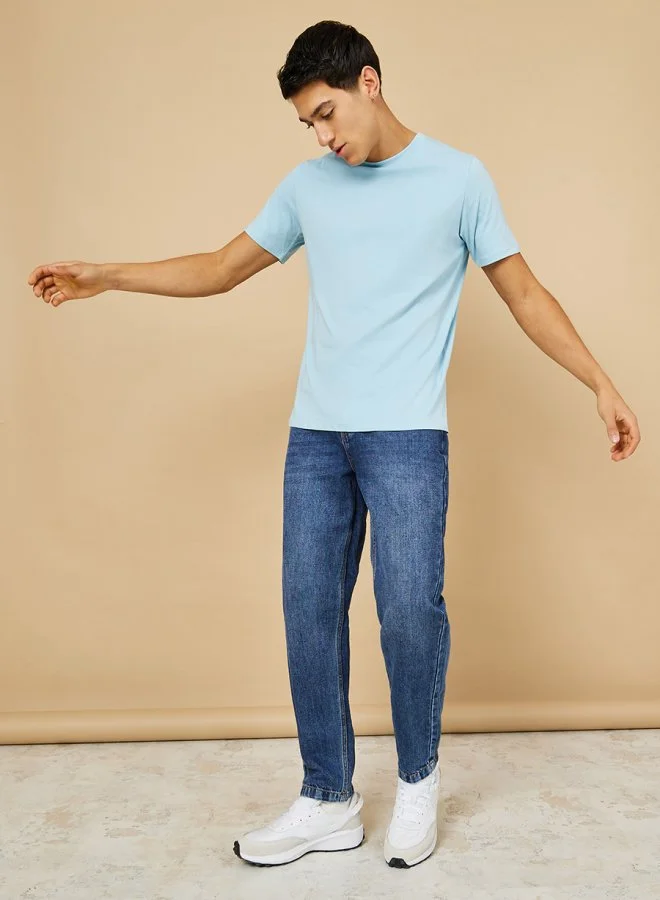 Styli Solid Regular Fit Pure Cotton T-Shirt