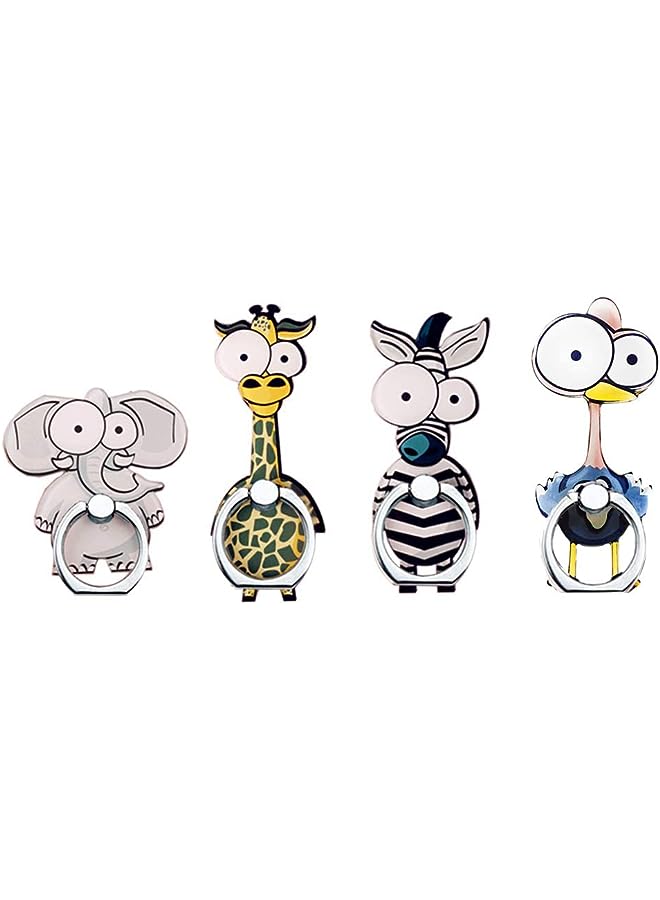 KASTWAVE Phone Ring Holder Finger Stand Grip, Animals Phone Ring Stand 360 Rotation Metal Ring Grip Stand for iPhone Cellphones, Smartphones and Tablets (4 Pcs) - Image 1