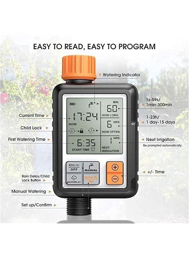 هوكور Outdoor Watering Timer, Automatic Sprinkler Timer, Large Screen Multifunctional Timing Watering Device, Garden Sprinkler Controller, Watering Irrigation Tool for Garden/Lawns/Patio/Farm - Image 3